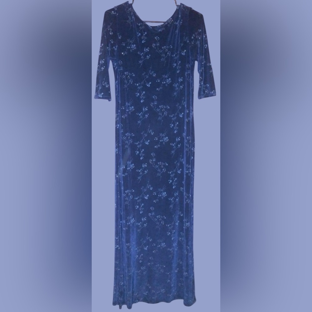Carol Little •Elegant Blue Floral Women's Maxi Dress •Size L